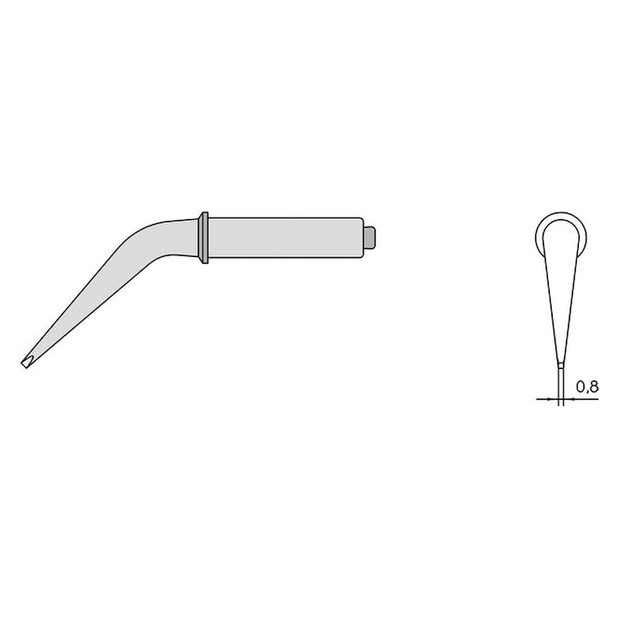 Weller T0054210899. CT5 AX8 waver soldering tip Chisel shape curved 425°C, 1.6 mm