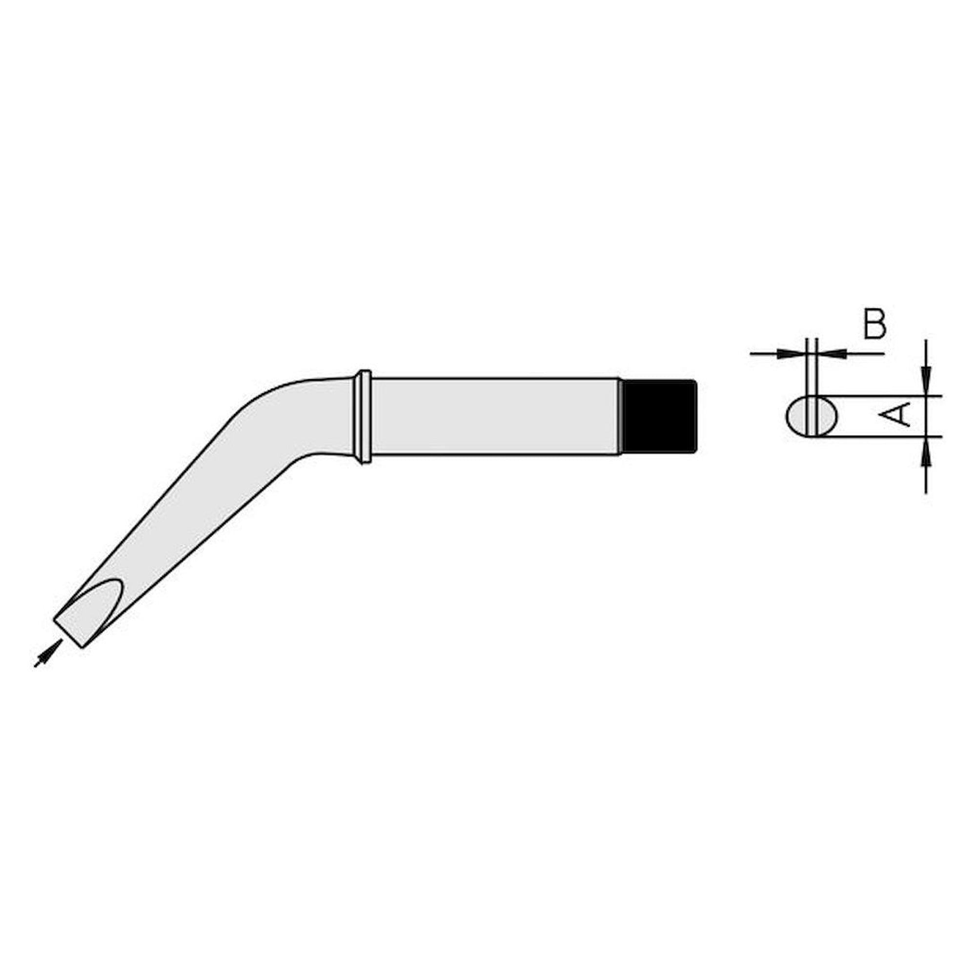 Weller T0054231899N. CT6 DX8 waver soldering tip Chisel shape curved 425°C, 5 mm