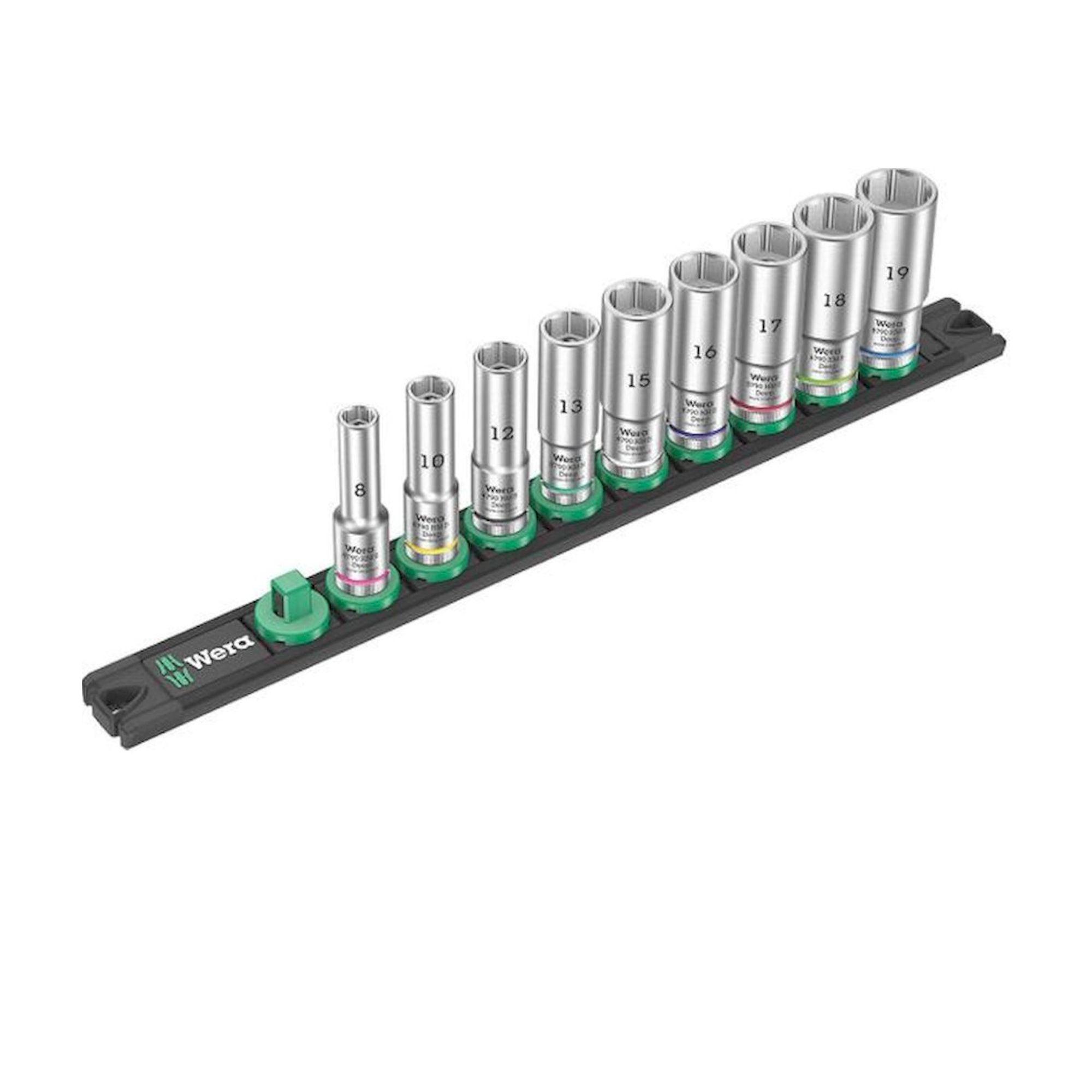 WERA 5005440001. Nut magnetic bar B Deep 1 Socket set, 3/8" drive, 9 pieces