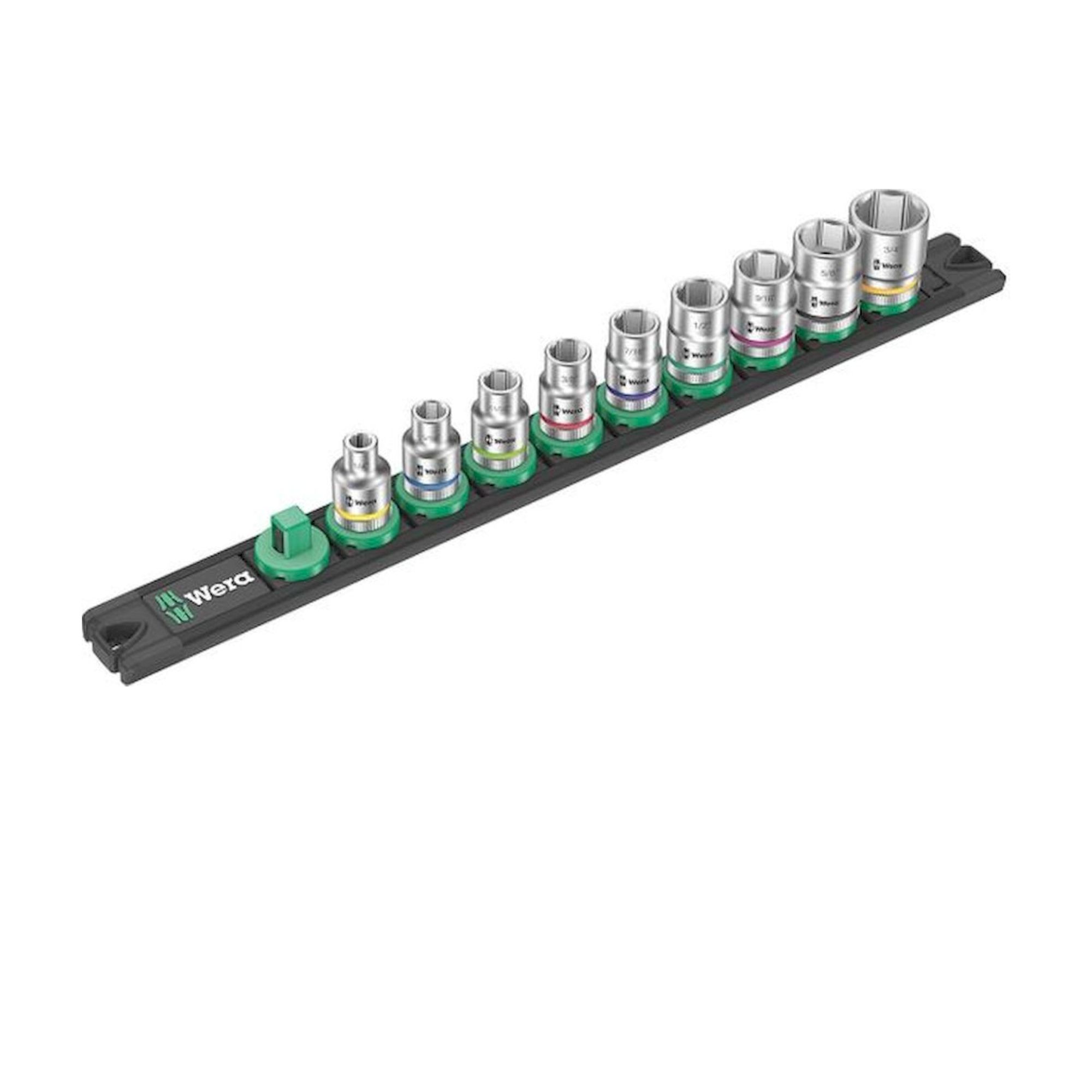 Wera 5005450001. Barre magnétique à douilles B Impérial 1 Zyklop Jeu de douilles, entraînement 3/8", pouces, 9 pièces
