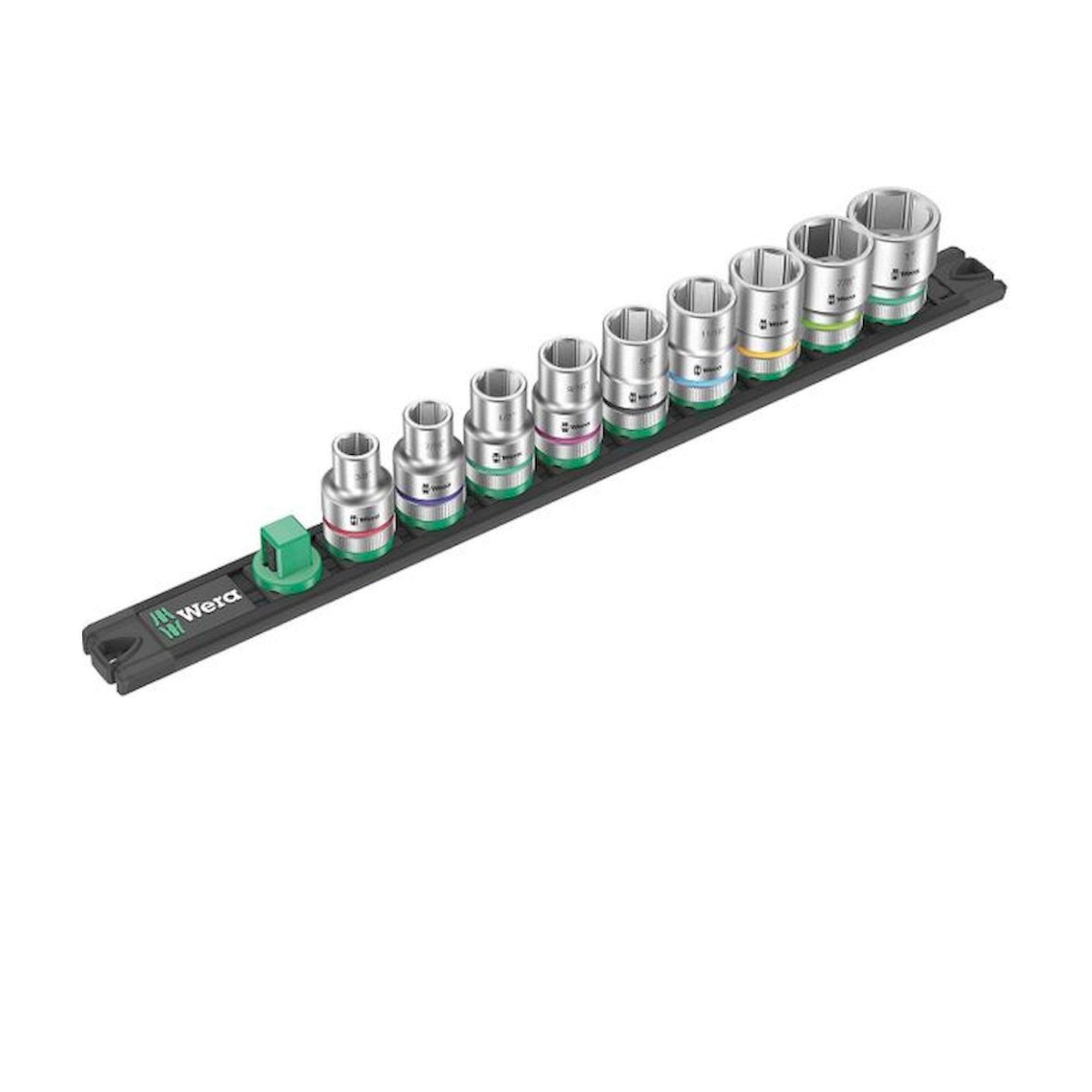 Wera 05005480001. Nuss-Magnetleiste C Imperial 1 Zyklop Steckschlüsseleinsatz-Satz, 1/2"-Antrieb, zöllig, 9-teilig