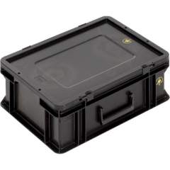 WEZ 1004381. ESD Koffer BL, schwarz, 400x300x154mm