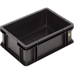 WEZ 1004385. ESD container BL, black, 400x300x145mm