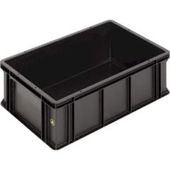 WEZ 1004497. ESD container BL, black, 600x400x212mm