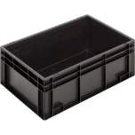 WEZ 1007956. ESD container NB MC, 600x400x236mm, grip rails, bottom/sides closed, black