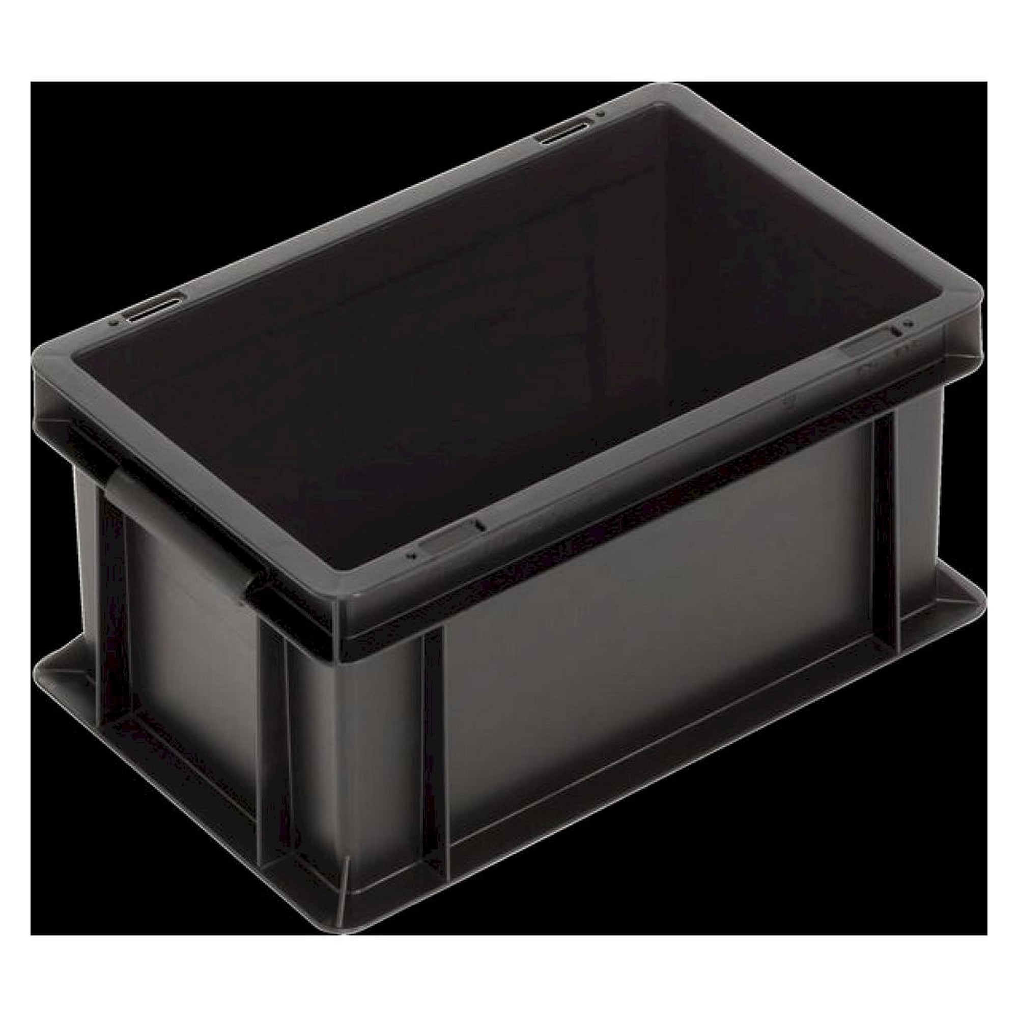 WEZ 1008028. ESD container NB MC, 300x200x147mm, slight  handles, bottom/sides closed, black