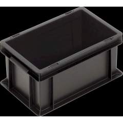 WEZ 1008028. ESD container NB MC, 300x200x147mm, slight  handles, bottom/sides closed, black