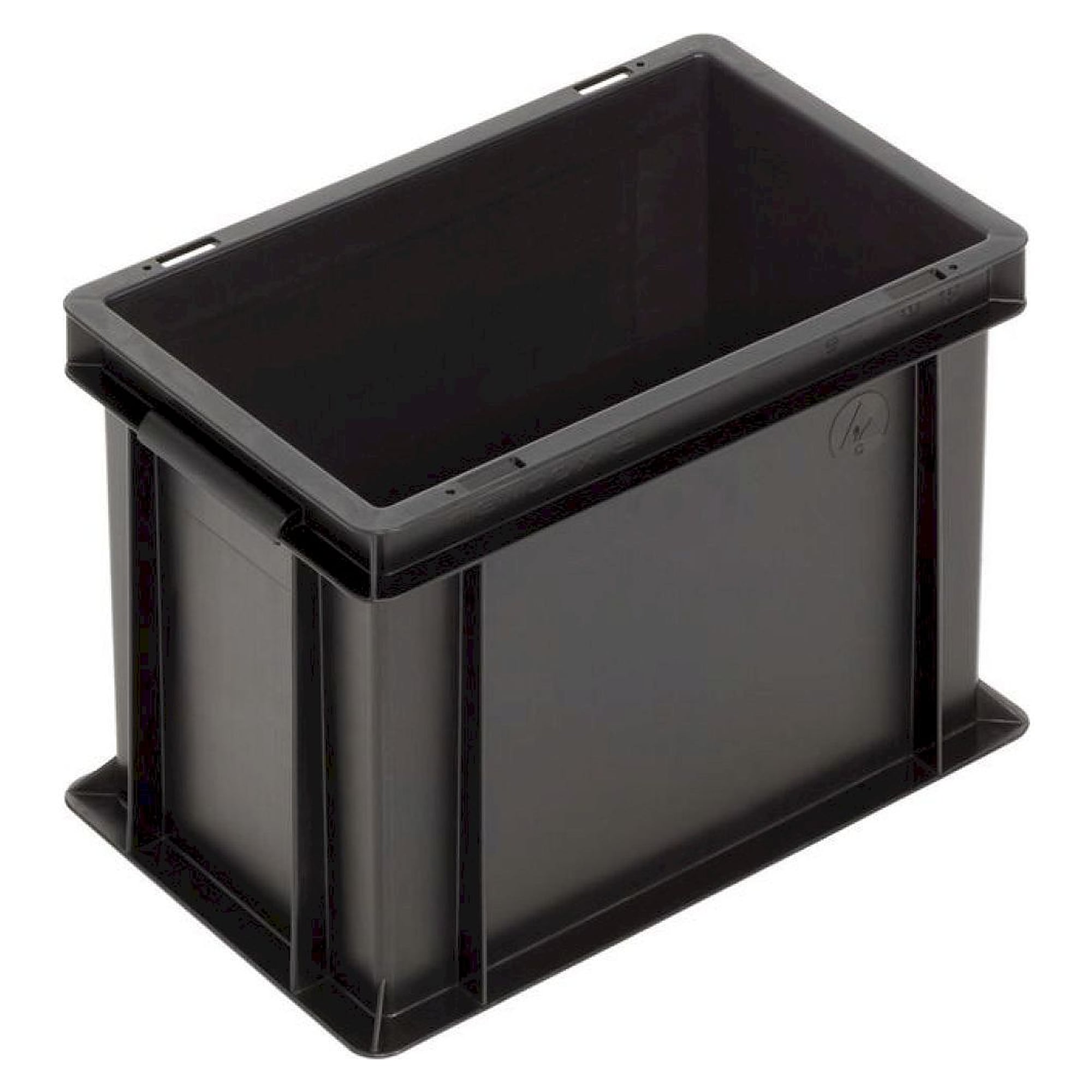 WEZ 1008029. ESD container NB MC, 300x200x220mm, slight  handles, bottom/sides closed, black