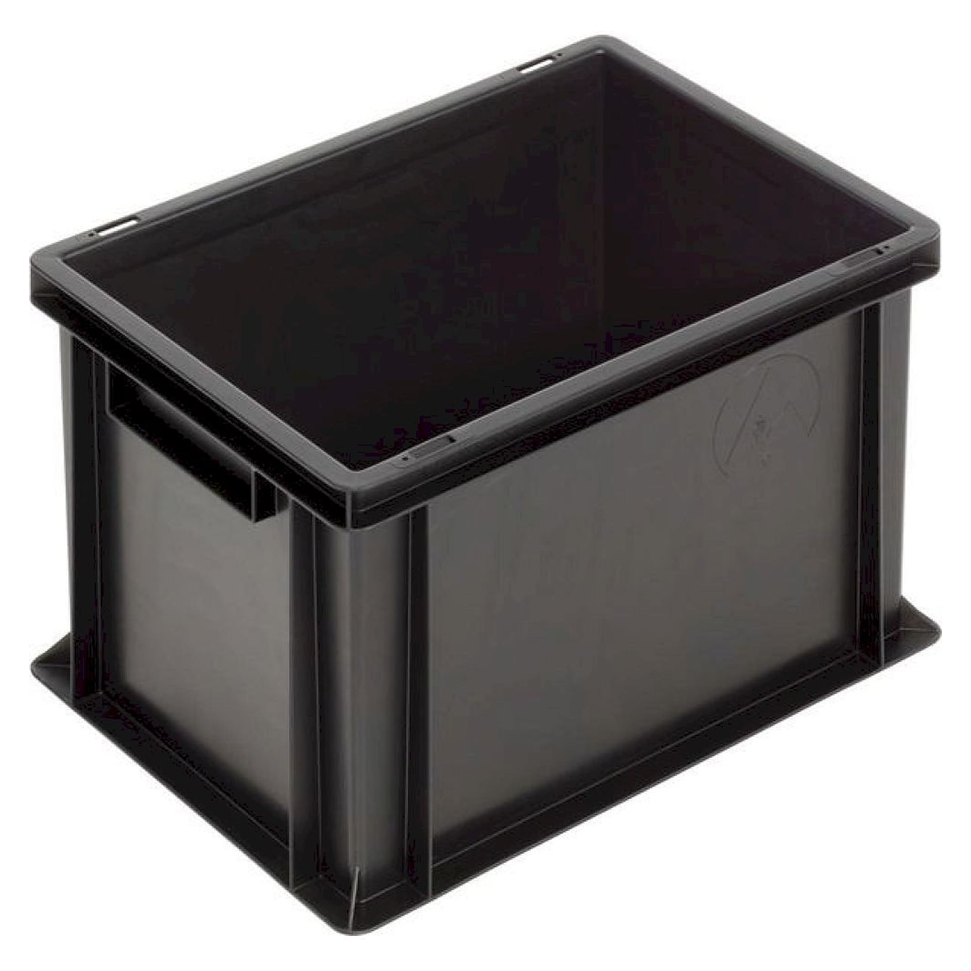 WEZ 1008044. ESD container NB MC, 400x300x270mm, handles, bottom/sides closed, black