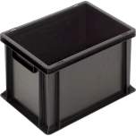 WEZ 1008044. ESD container NB MC, 400x300x270mm, handles, bottom/sides closed, black