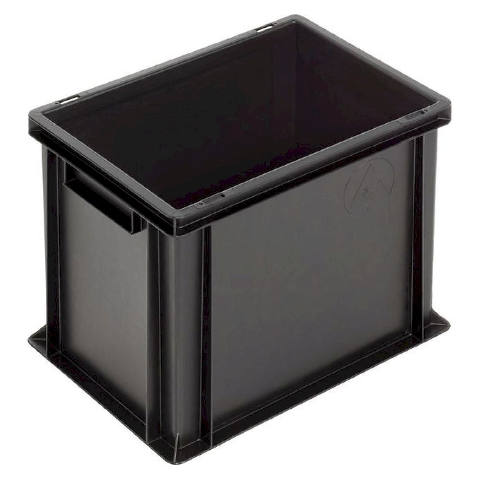 WEZ 1008164. ESD container NB MC, 400x300x320mm, grip rails, bottom/sides closed, black