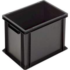 WEZ 1008164. ESD container NB MC, 400x300x320mm, grip rails, bottom/sides closed, black