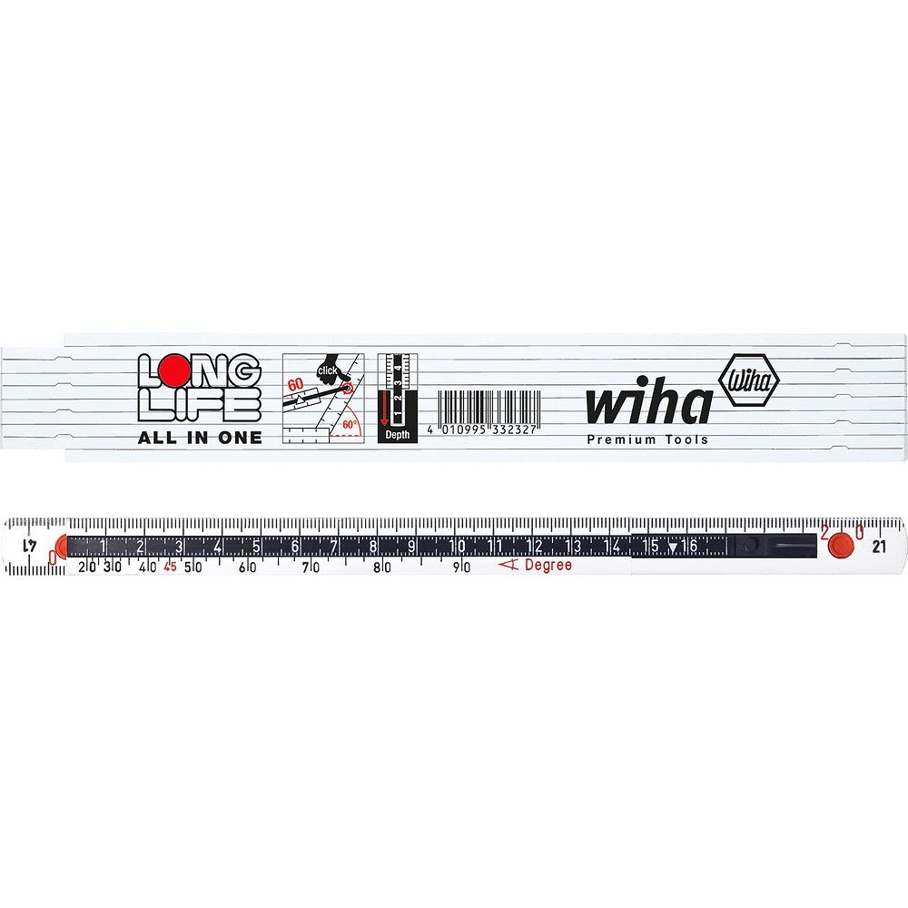 Wiha 33232. Gliedermaßstab Longlife® All in One 2 m, 15 : weiß