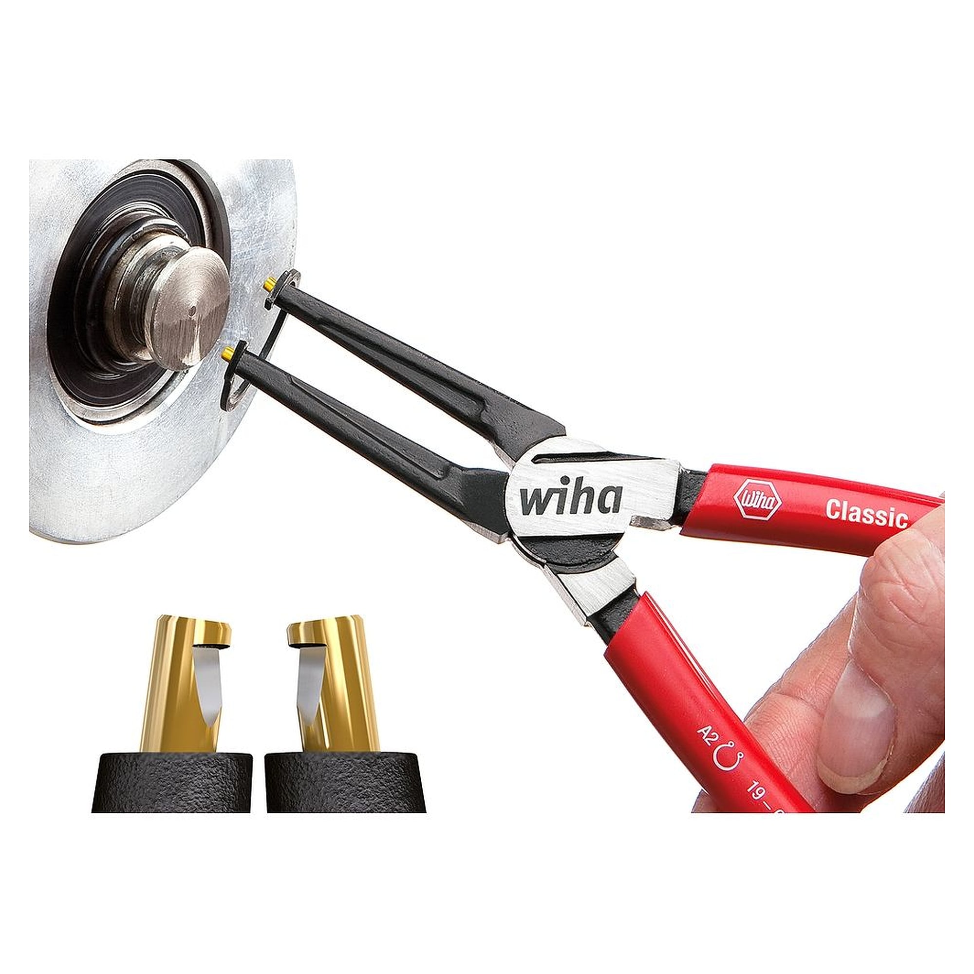 Pince pour circlips Classic MagicTips® circlips intérieurs coudée J 41, 305 mm - Wiha 34697