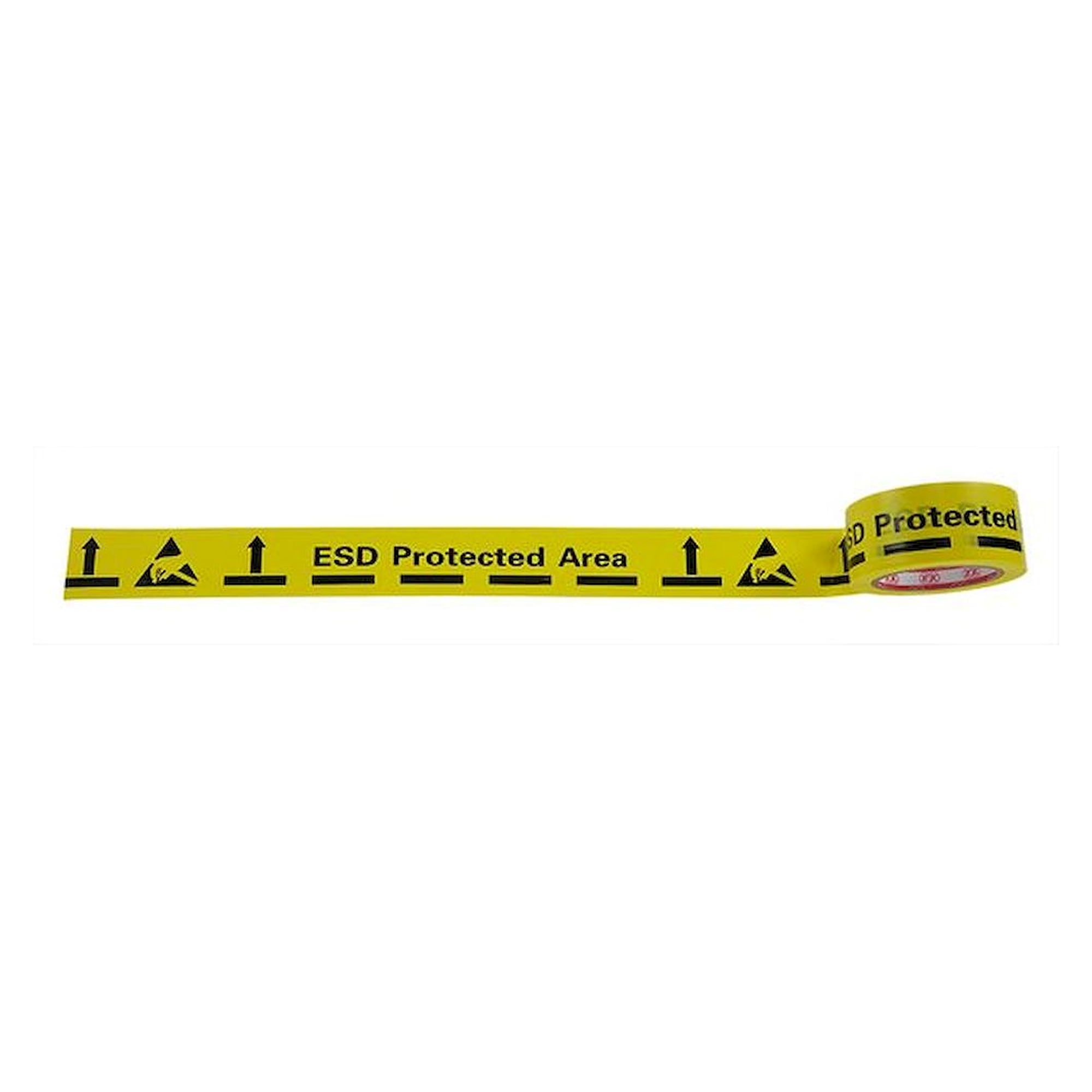 Floor marking tape ESD Protected Area, yellow, PVC, 50 mm x 33 m