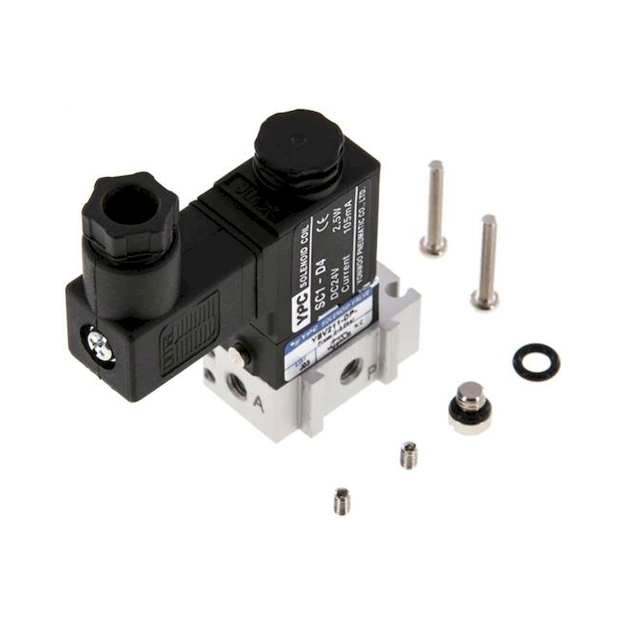 YPC YSV211 DPSC-A4. 3/2-Wege Magnetventil, M 5, Federrückstellung (NC), 24 V AC