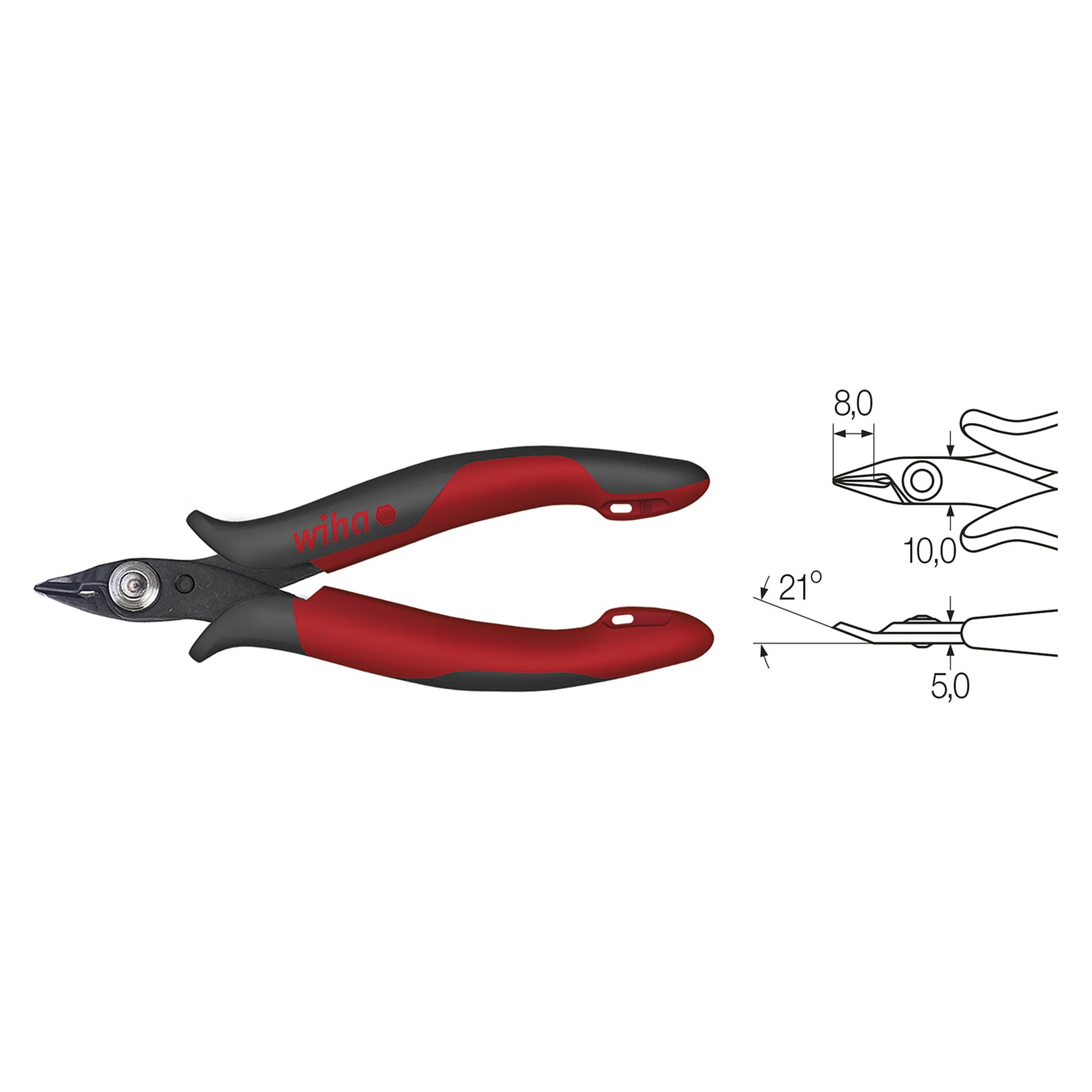 Electronic Diagonal Cutters 130 mm, Narrow Head with Wire Trapping Spring - Wiha 26813