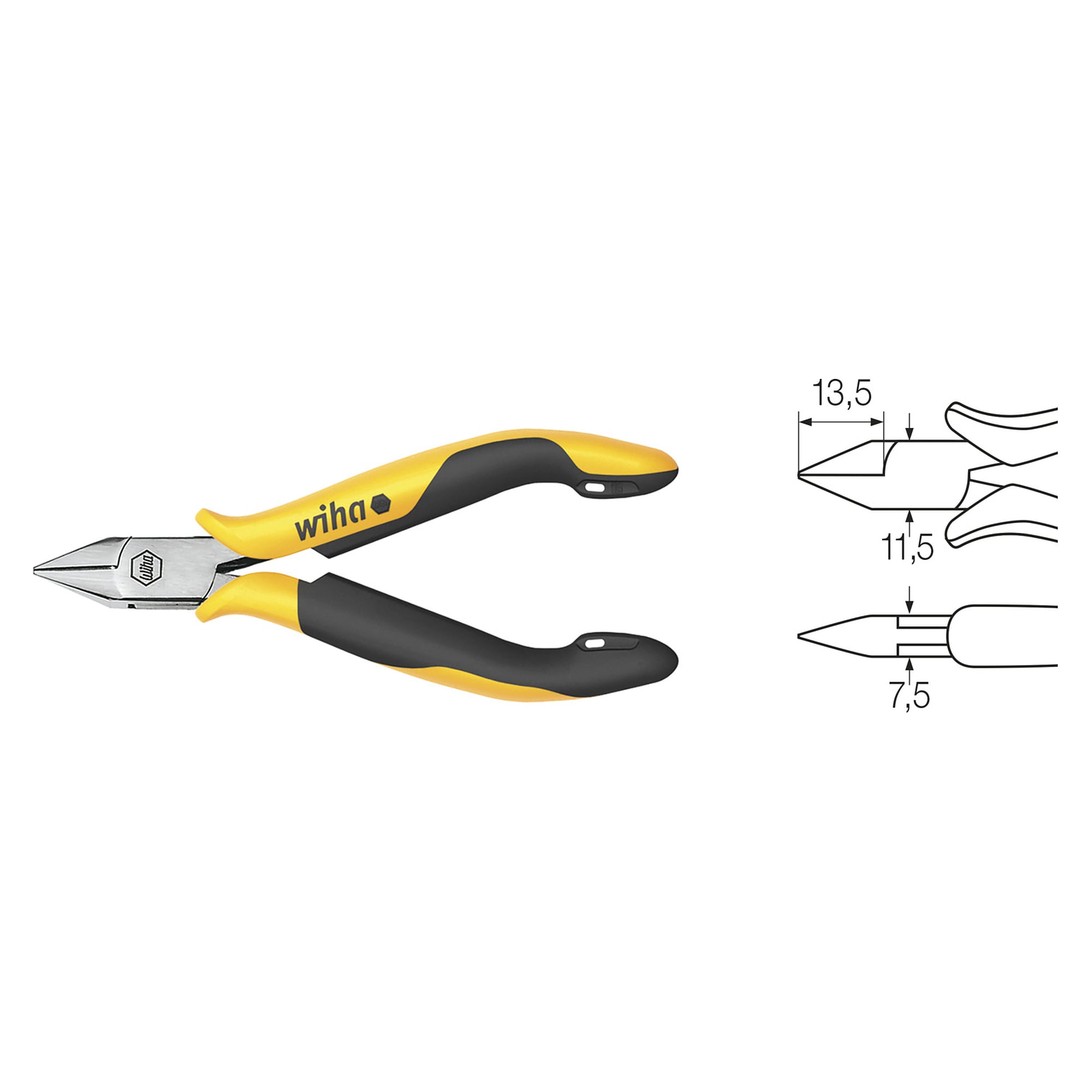 Professional ESD Diagonal Cutters 115 mm, Wide Head with Bevelled Edge - Wiha 26816