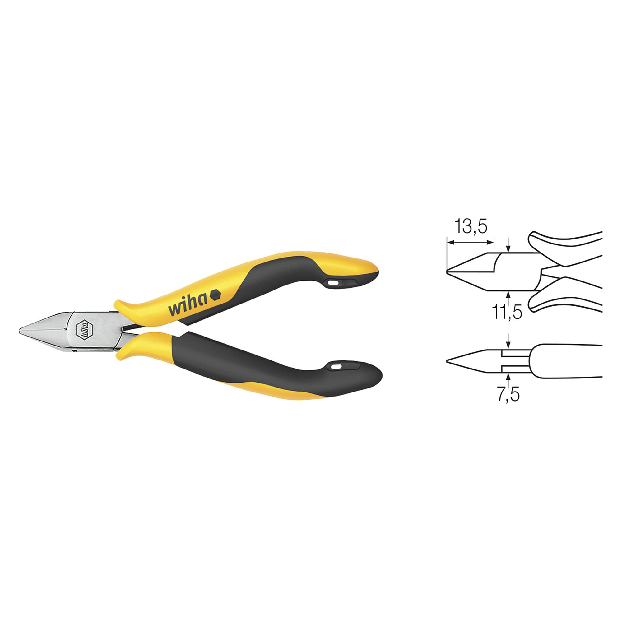 Professional ESD Diagonal Cutters 115 mm, Wide Head without Bevelled Edge - Wiha 26821