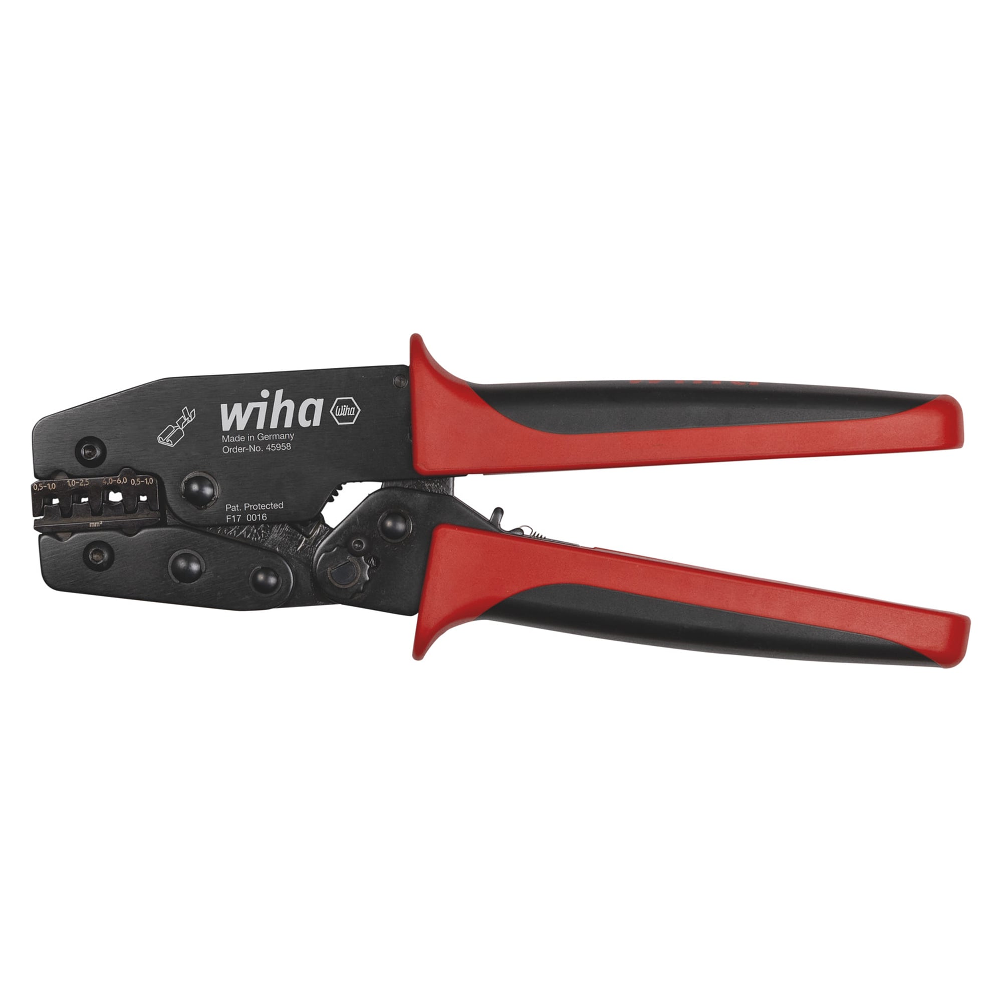 Outil de sertissage pour connecteurs plats non isolés 0,5 - 6,0 mm², 220 mm - Wiha 45958