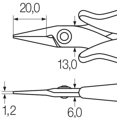 Spitzzange Electronic 135 mm schmaler kurzer Kopf gerade - Wiha 26801