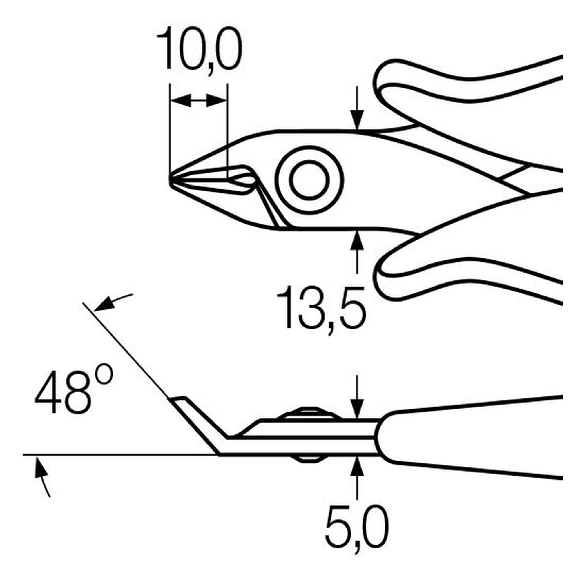 Schrägvornschneider Electronic 130 mm, breiter Kopf ohne Wate - Wiha 26833