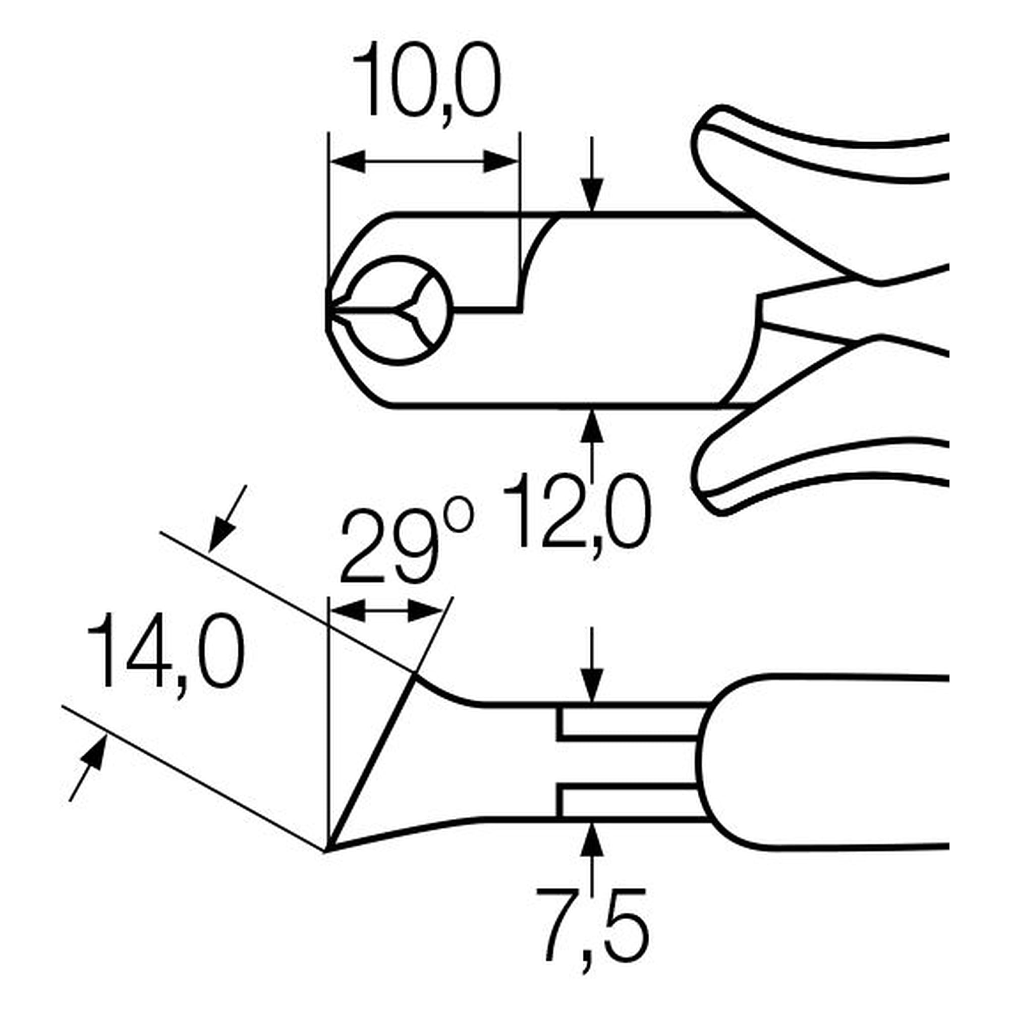 Schrägvornschneider Professional ESD 115 mm, breiter Kopf ca. 29° mit kleiner Wate - Wiha 26835