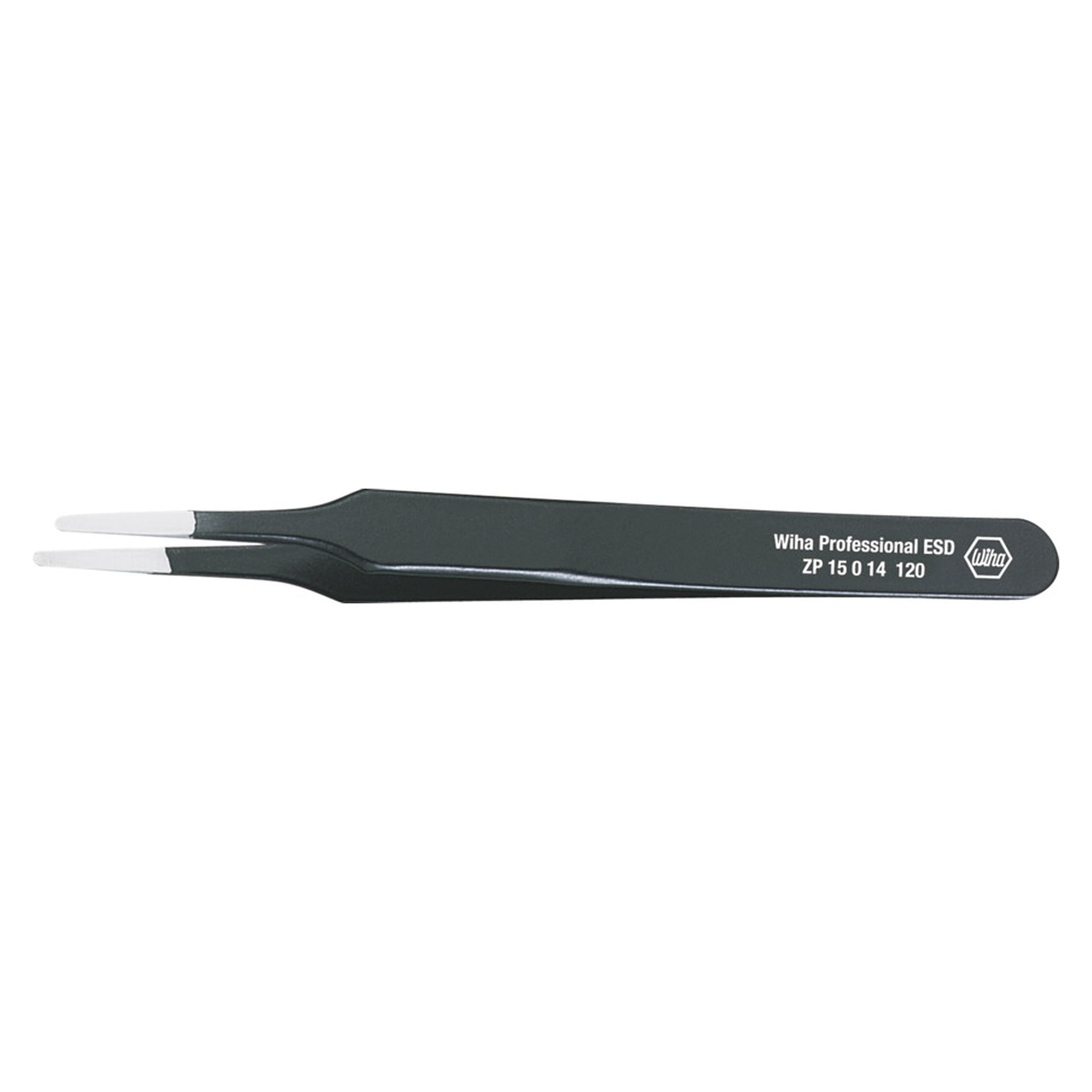 Präzisionspinzette Professional ESD Typ 2a, flache runde Spitze 2 mm breit, 120 mm - Wiha 32329