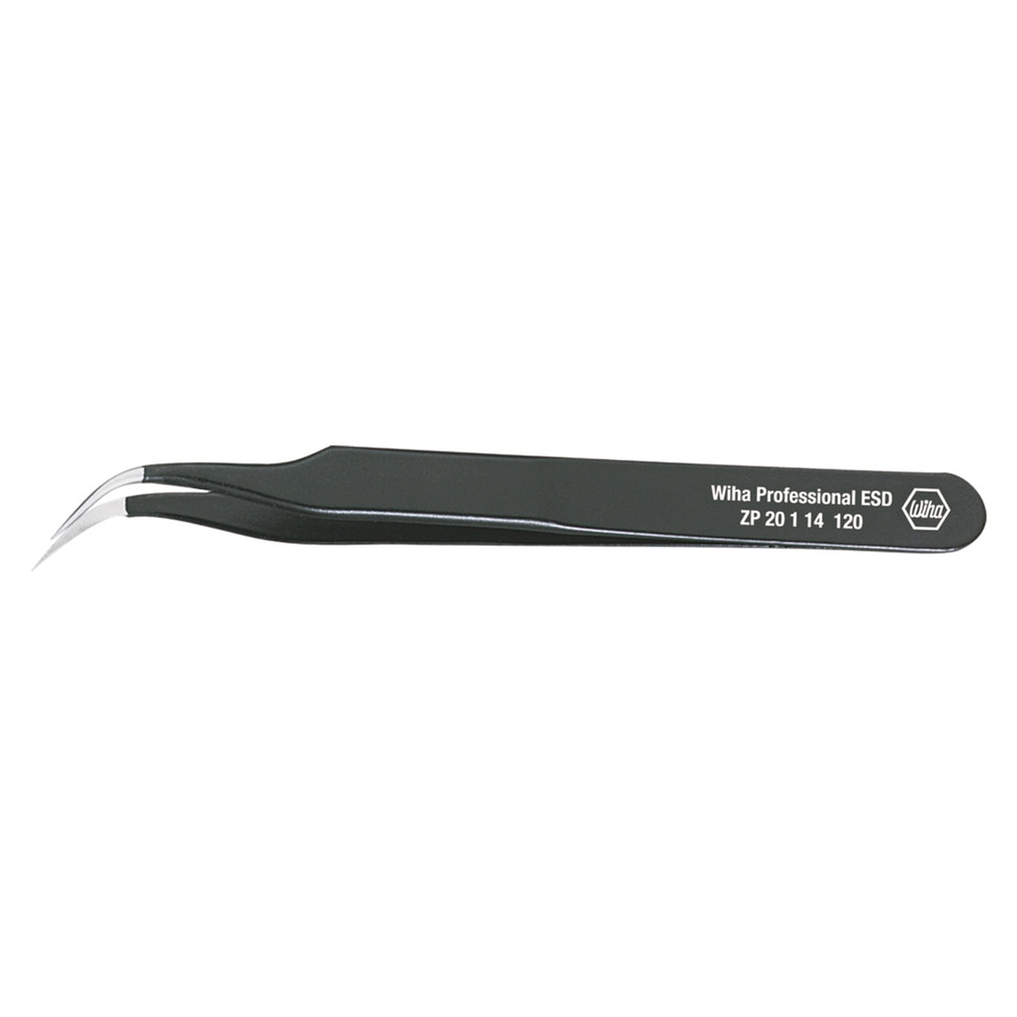 Präzisionspinzette Professional ESD Typ 7a, rund gebogen feine Spitze, 120 mm - Wiha 32335