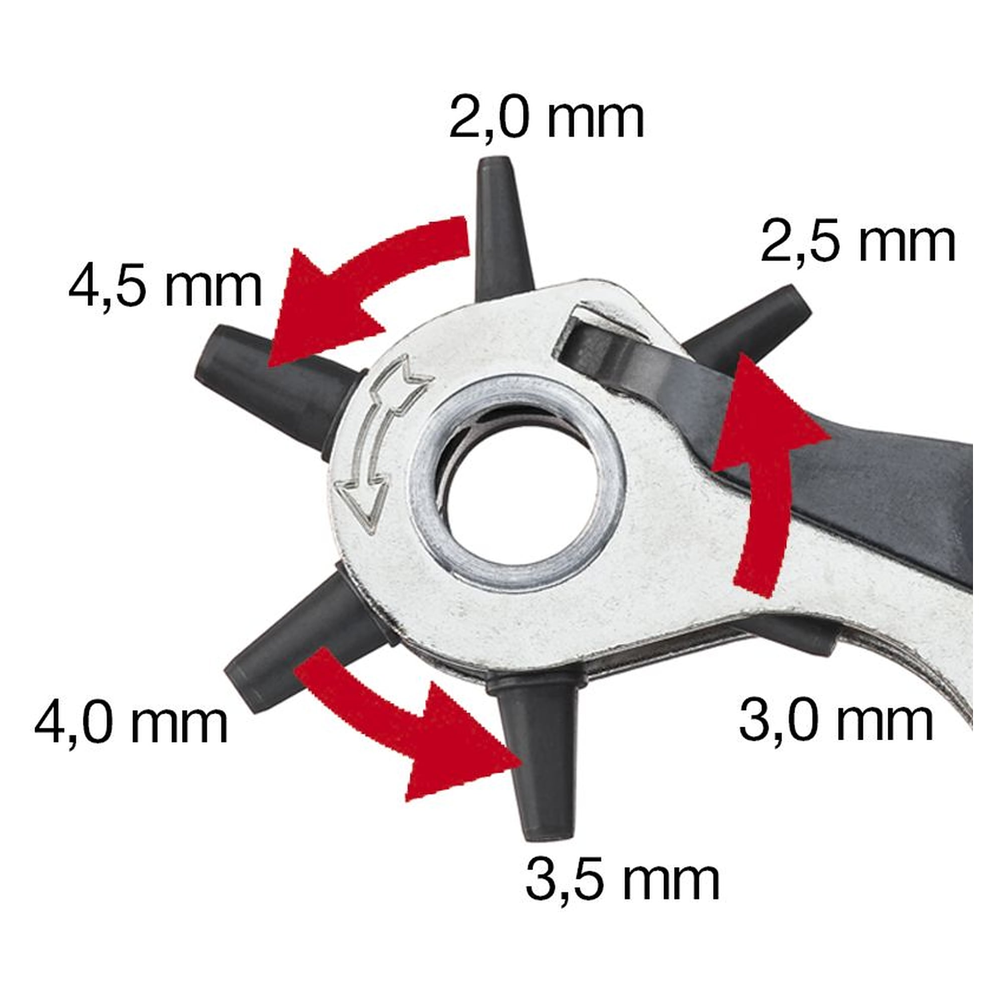 Revolverlochzange Professional 225 mm, 6 Lochpfeifen 2-4,5 mm - Wiha 28402