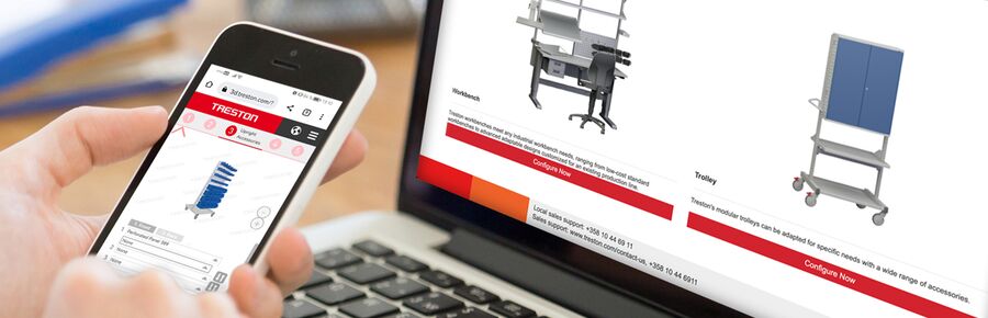 Treston 3D configurator on smartphone and laptop